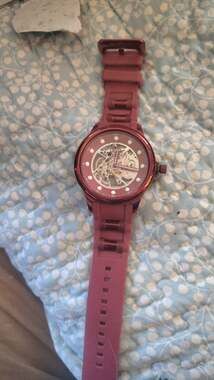 Invicta Pro Diver 40740 Automatic Skeleton Dial Burgundy Red Silicone Strap Watc
